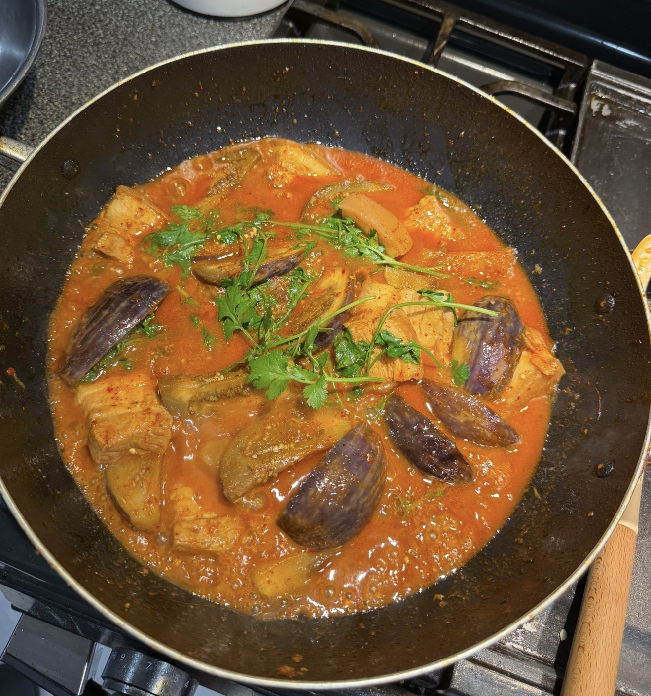 Braised Pork with Eggplant (ခရမ်းသီးဝက်သားလုံးချက်)
